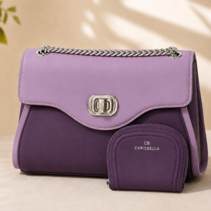 CHRISBELLA Genuine Leather Women's Shoulder Bag with Matching Wallet | Luxury Chain Handbag | Crossbody Purse