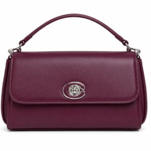 CHRISBELLA Women's Leather Mini Handbag - Small Top Handle Crossbody & Shoulder Bag with Detachable Strap | 21 × 14 × 8 cm