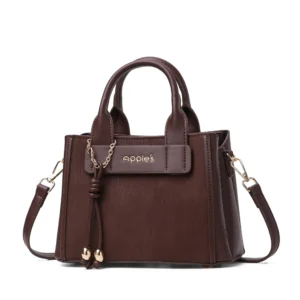 APPLES Women's Compact Leather Handbag with Crossbody Strap | 23 × 16 × 10 cm